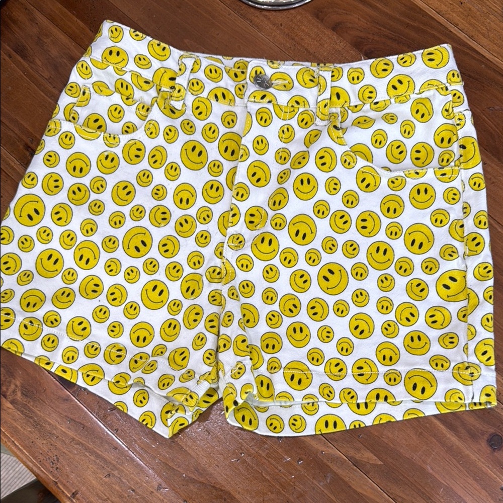 dELiA*s Yellow Smiley Face Jean Shorts